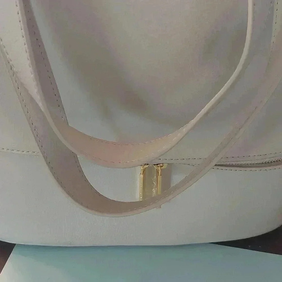 NWOT JOY MANGANO Double Decker Leather Tan Tote Purse with matching Wristlet - Picture 8 of 11